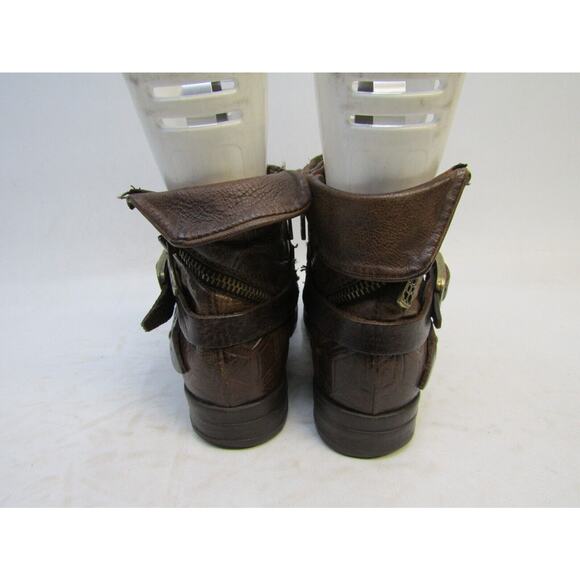 A.S. 98 Womens Size 36 EUR Brown Tooled Leather Buckle Zip Ankle Boots Booties - Picture 7 of 11